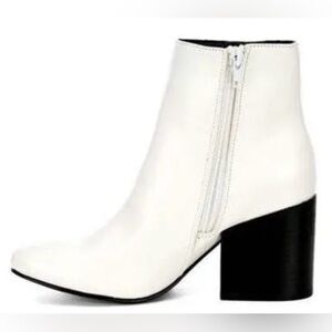 Madden Girl Chic White Ankle Boots with Black Heel